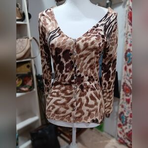 Canettia animal print , MEDIUM, long sleeved , button down cardigan